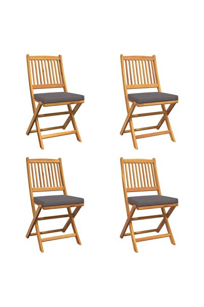 vidaxl Scaun pliant 4 pcs Gri 49 x 57.5 x 92cm Lemn masiv de acacia