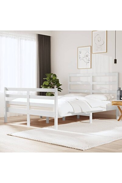 Concept Cadru de pat Small Double 4FT, alb, 120x190 cm, lemn masiv pin