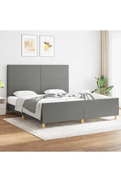 Concept Cadru de pat cu tăblie, gri închis, 180x200 cm, textil