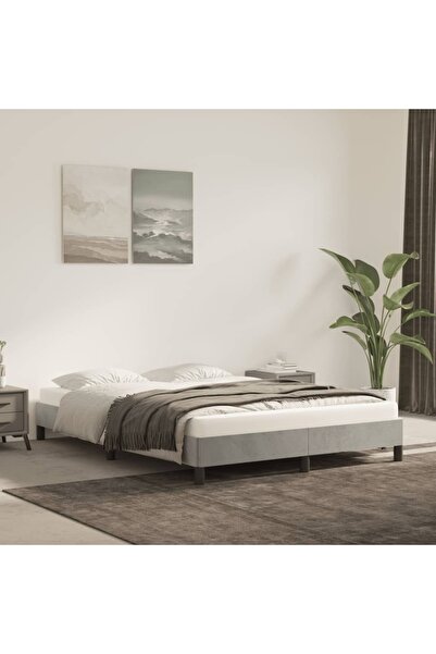 Concept Cadru de pat, gri deschis, 140x200 cm, catifea