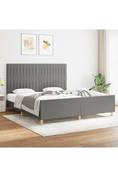 Concept Cadru de pat cu tăblie, gri închis, 180x200 cm, textil