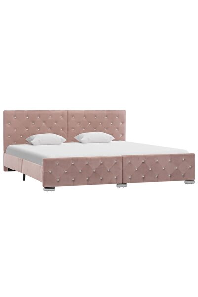 Concept Cadru de pat, roz, 180 x 200 cm, material textil