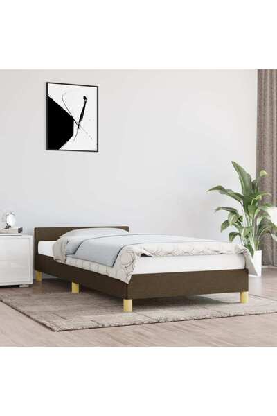 Concept Cadru de pat cu tăblie, maro închis, 100x200 cm, textil