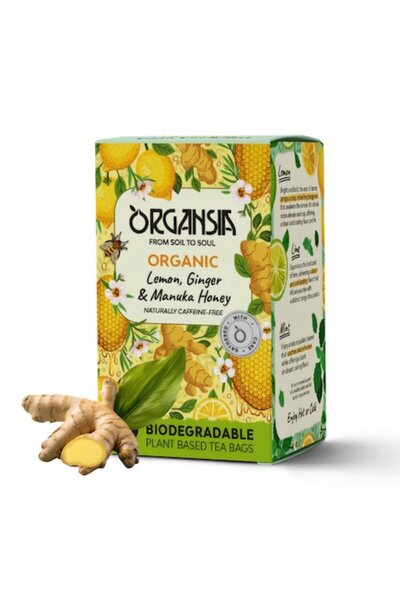 ORGANSIA - Organic Tea with Lemon, Ginger and Manuka Honey, 18 Bags