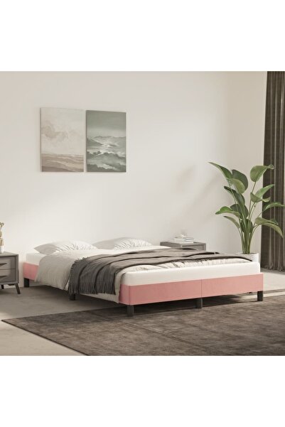 Concept Cadru de pat, roz, 140x190 cm, catifea