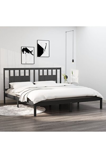 Concept Cadru de pat, gri, 200x200 cm, lemn masiv de pin