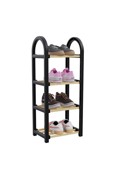 QEN PLASTİK QEN 4 Katlı Siyah Ahşap Ayakkabılık ve Raf Ünite 30CM | 1. Sınıf ...