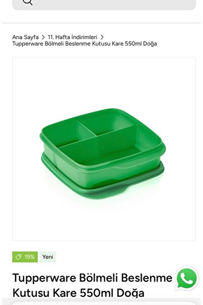 Tupperware Bölmeli beslenme 550 milim yeşil