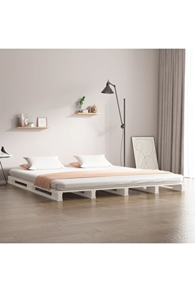 Concept Cadru de pat Super King 6FT, alb, 180x200 cm, lemn masiv de pin