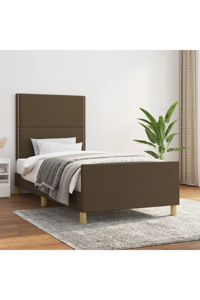 Concept Cadru de pat cu tăblie, maro închis, 100x200 cm, textil