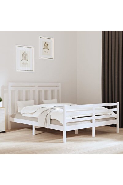 Concept Σκελετός κρεβατιού, λευκό, 160x200 cm, μασίφ ξύλο