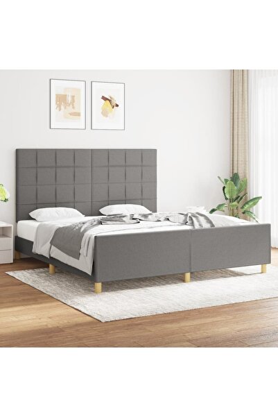 Concept Cadru de pat cu tăblie, gri închis, 180x200 cm, textil