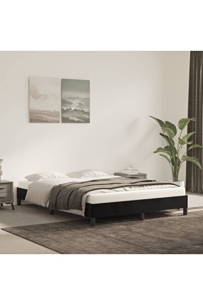 Concept Cadru de pat, negru, 140x190 cm, catifea