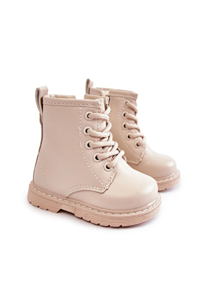 BOTO Children's Leather Boots With Zipper Beige Omua 26