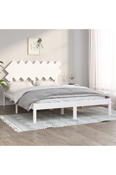 Concept Σκελετός κρεβατιού, λευκό, 140x200 cm, μασίφ ξύλο