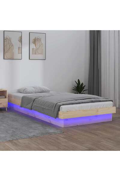 Concept Cadru de pat cu LED, Single 3FT, 90x190 cm, lemn masiv