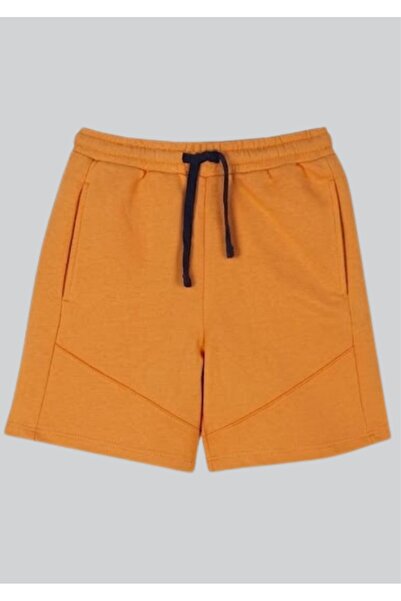 Benetton United Colors of Mustard Yellow Logo Embroidered Boys' Shorts