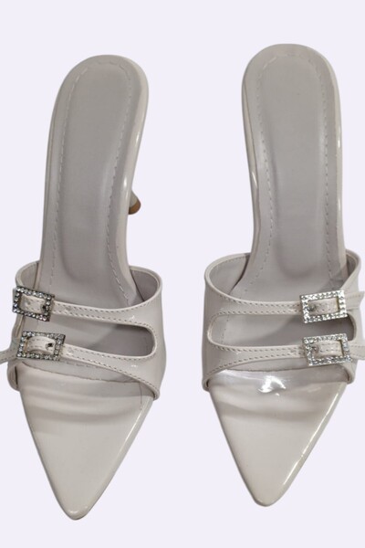 ForYou4 Women's Stone Detailed Double Strap 9 cm Thin