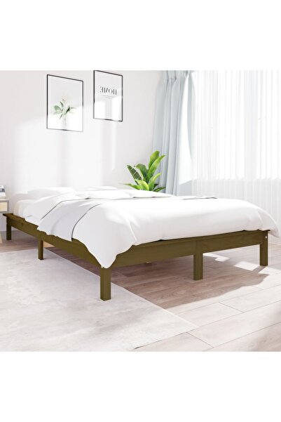 Concept Σκελετός Διπλό κρεβατιού 4FT6, μελί καφέ, 135x190 εκ., μασίφ ξύλο