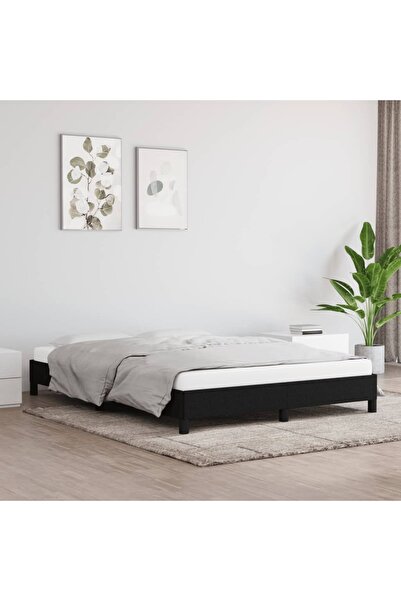 Concept Cadru de pat, negru, 140x200 cm, material textil