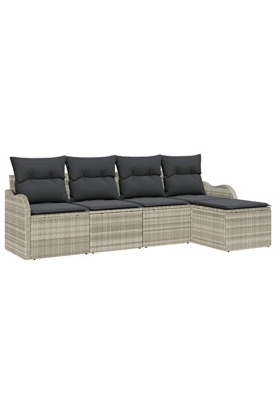 vidaxl Set de canapele pentru grădină 5 pcs Gri deschis poliratan