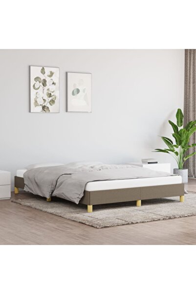 Concept Cadru de pat, gri taupe, 140x190 cm, material textil