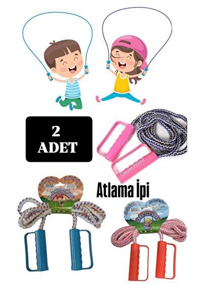 ÇEÇEN HOME (2 Adet) Renkli Klasik Atlama İpi, 2 Metre Çocuk Oyun İpi, Spor İp...
