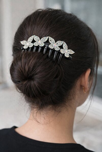 TAKIŞTIR Μαύρη χτένα-αγκράφα με λεπτομέρεια πεταλούδας