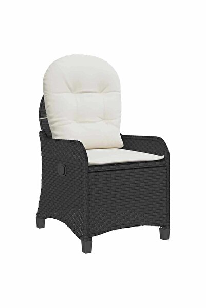 vidaxl Fotoliu recliner cu pernă Negru 56 x 66 x 95 cm poliratan