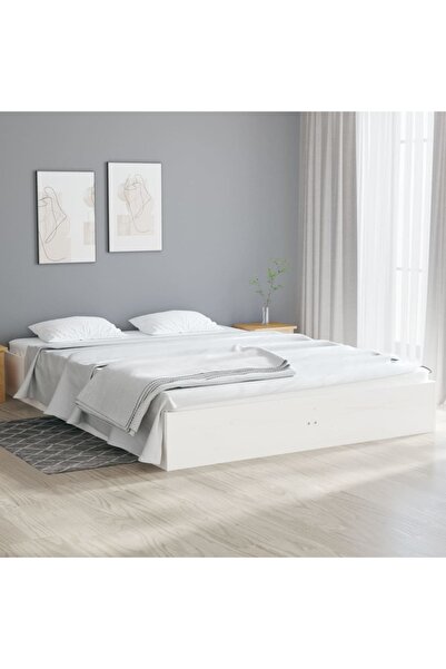 Concept Μικρό σκελετό Διπλό κρεβατιού 4FT, λευκό, 120x190 cm, μασίφ ξύλο