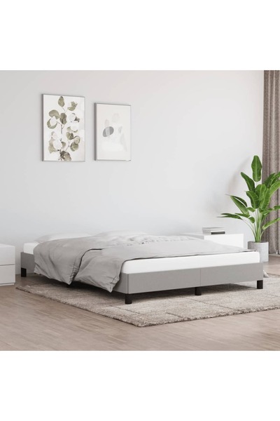 Concept Cadru de pat, gri deschis, 140x190 cm, material textil