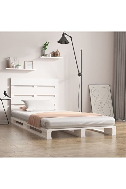 Concept Cadru de pat, alb, 90x200 cm, lemn masiv de pin