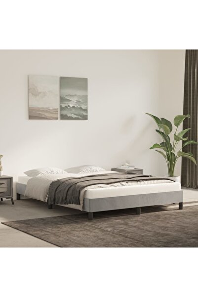 Concept Cadru de pat, gri deschis, 140x190 cm, catifea