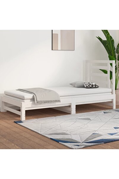 Concept Επεκτεινόμενο ανάκλιντρο, λευκό, 2x(90x200) εκ., μασίφ ξύλο πεύκου