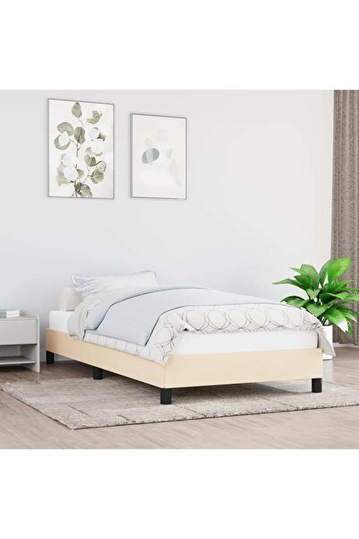 Concept Cadru de pat, crem, 90x190 cm, material textil