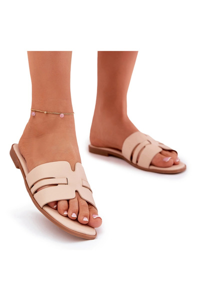 BOTO Women's Flat Sandals With Cutouts Leather Beige Ecapus 41