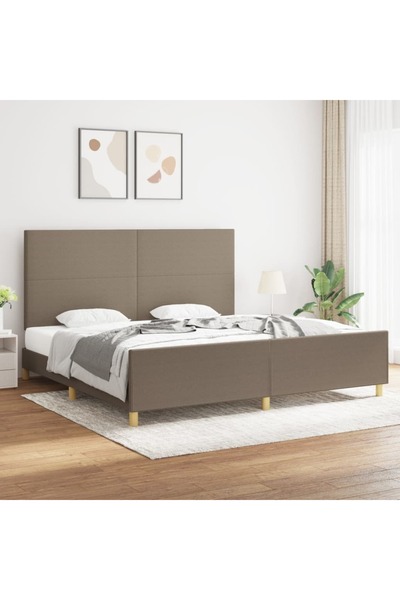 Concept Cadru de pat cu tăblie, gri taupe, 200x200 cm, textil