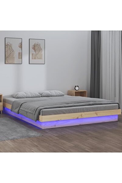 Concept Σκελετός Διπλό κρεβατιού 4FT6 με LED, 135x190 cm, μασίφ ξύλο