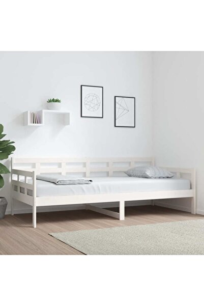 Concept Κρεβάτι ημέρας, λευκό, 90x200 εκ., μασίφ ξύλο πεύκου