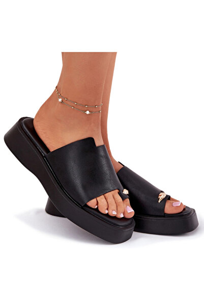 Evento Papuci de damă cu platformă și detalii decorative, negri, Linosea, 41
