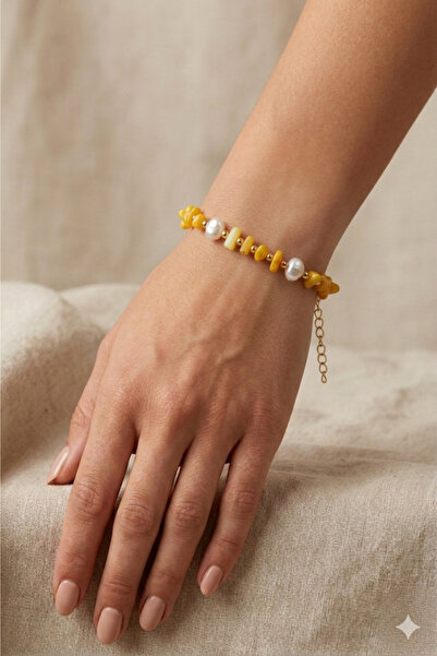 PETEK AKSESUAR Branch Coral Natural Stone Baroque Pearl Anklet Bracelet