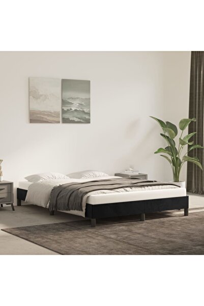 Concept Cadru de pat, negru, 140x200 cm, catifea