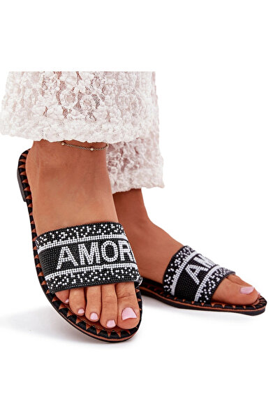 BOTO Sandale plate pentru femei cu detalii decorative Amore Negru Avelina 39