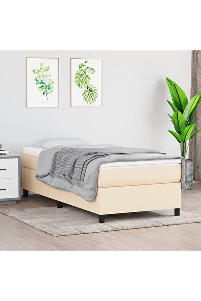 Concept Cadru de pat box spring, crem, 100x200 cm, textil