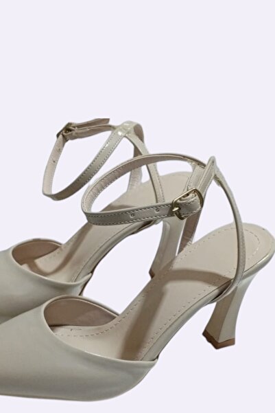 ForYou4 Beige Ankle Strap Heeled Shoes