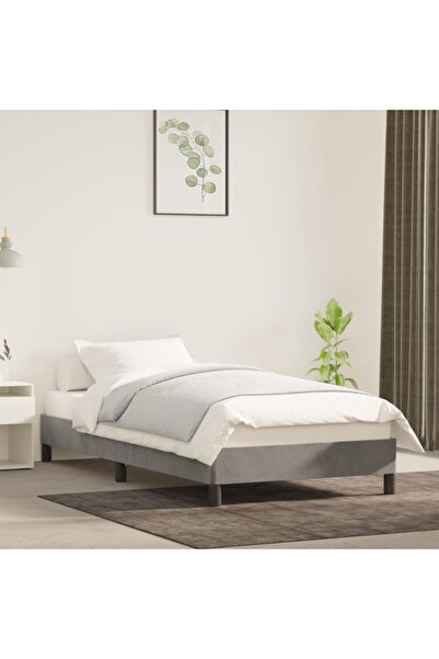 Concept Cadru de pat, gri deschis, 90x200 cm, catifea