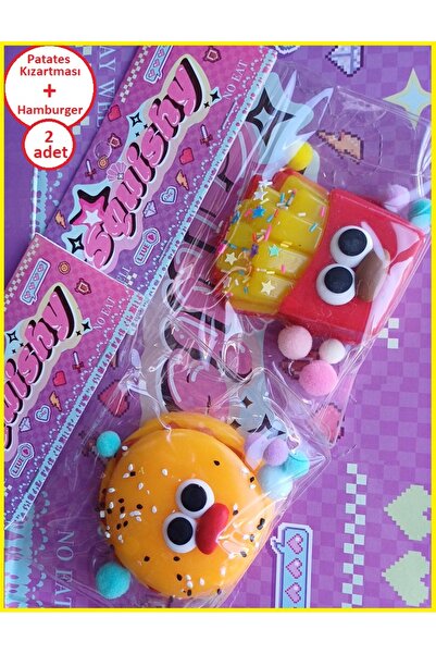 OYUNCAKSAHİLİ Patates Kızartması Ve Hamburger Sukuşi Squishy 2 Adet Esnek Str...