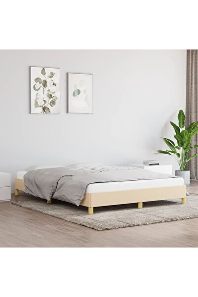 Concept Cadru de pat, crem, 140x190 cm, material textil