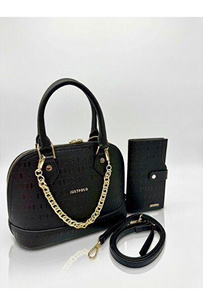Just Polo Women's Chain Detail Stylish Handbag & Shoulder Bag and Wallet Set ...