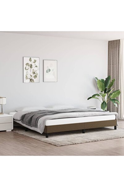 Concept Cadru de pat, maro închis, 200x200 cm, material textil